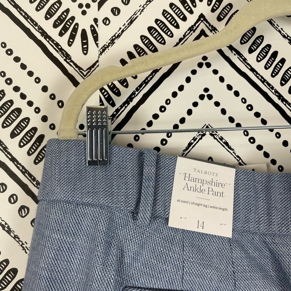 NWOT Women Talbots Blue Chambray Mid Rise Straight Leg Hampshire Ankle Pants 14 - Picture 8 of 10